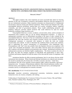 productive, protective and predatory behavior in transition economies