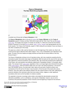 Peace of Westphalia The New World Encyclopedia (2008)