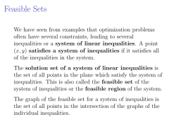 Feasible Sets