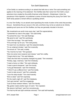 Tom Swift Statements - A Magic Classroom.com