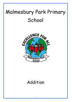 Addition Booklet - Malmesbury Park Primary School