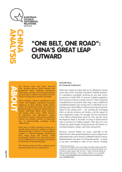 "One Belt, One Road": China`s Great Leap Outward
