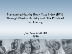 Maintaining Healthy Body Mass Index