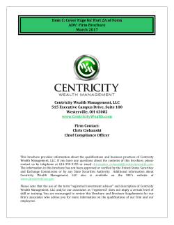 Item 1: Cover Page for Part 2A of Form ADV: Firm Brochure March