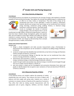 4th Grade Unit and Pacing Sequence