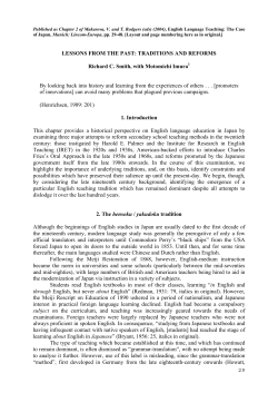 29 LESSONS FROM THE PAST: TRADITIONS AND REFORMS