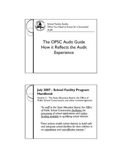 The OPSC Audit Guide How it Reflects the Audit Experience