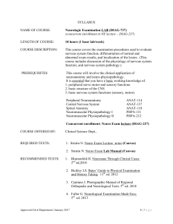 SYLLABUS NAME OF COURSE: Neurologic Examination LAB