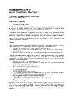greensquare group value for money statement 2014