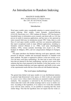 An introduction to Random Indexing word space