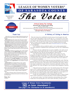 lwv voter november 2016 - Sarasota League of Women Voters