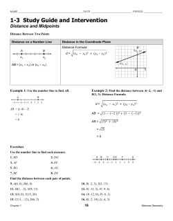 1-3 Study Guide and Intervention Distance and Midpoints