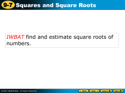 9-7 Squares and Square Roots