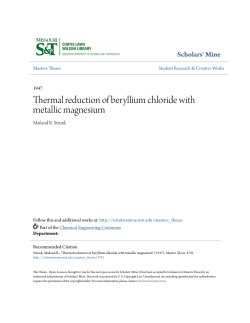 Thermal reduction of beryllium chloride with