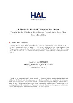 A Formally Verified Compiler for Lustre - HAL