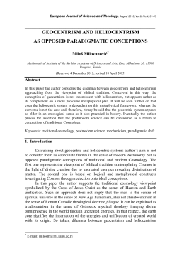 Geocentrism and heliocentrism as opposed paradigmatic conceptions
