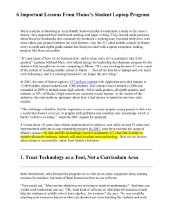 6 Important Lessons From Maine`s Student Laptop Program 1. Treat