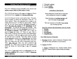 Putting Your Money to Work! - Rochester Christian Church