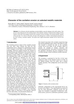 Character of the cavitation erosion on selected metallic materials