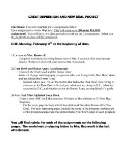 GREAT DEPRESSION AND NEW DEAL PROJECT DUE: Monday