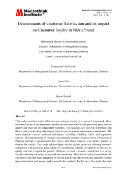 Determinants of Customer Satisfaction and its impact on Customer