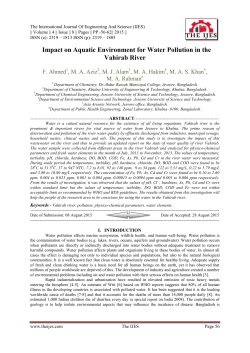 Impact on Aquatic Environment for Water Pollution in the Vahirab River