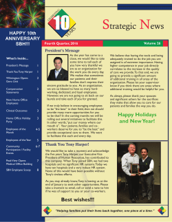 2016 4th Quarter Newsletter - Strategic Behavioral Health
