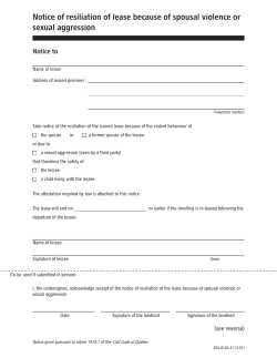 Notice of resiliation of lease because of spousal violence or sexual