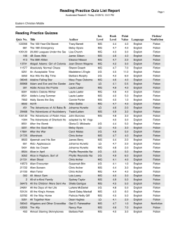 AR Book Level 4 Quizzes - Eastern Christian School