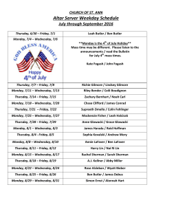 Altar Server Weekday Schedule