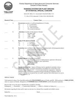 08422 RANKING SYSTEM FOR PLANT SPECIES OF POTENTIAL