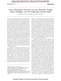Cancer Biomarker Discovery via Low Molecular Weight Serum