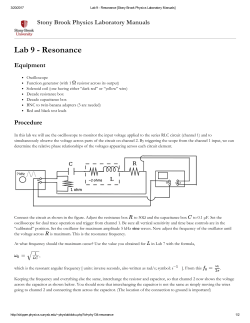 Resonance - Physics Introductory Labs at Stony Brook University