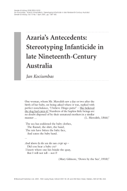 Azaria`s Antecedents: Stereotyping Infanticide in late Nineteenth