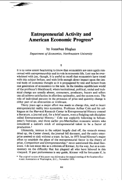 Entrepreneurial Activity and American Economic