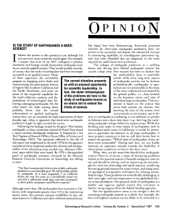 Is the Study of Earthquakes a Basic Science?