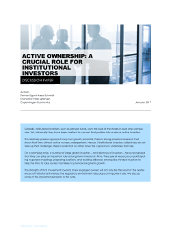 ACTIVE OWNERSHIP: A CRUCIAL ROLE FOR INSTITUTIONAL