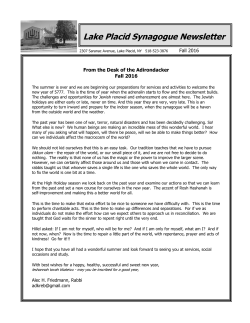 Fall 2016 - Lake Placid Synagogue