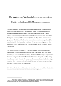 The incidence of left-handedness: a meta