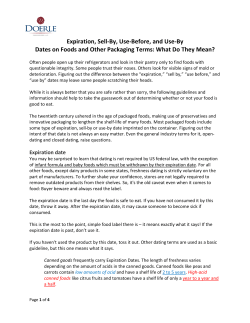Expiration, Sell-By, Use-Before, And Use