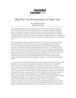 Blog Post: The Americanization of Tikkun Olam