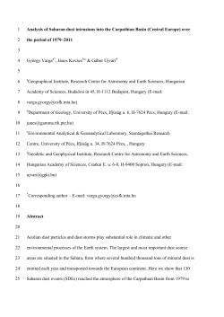 Saharan dust intrusions toward the Carpathian Basin