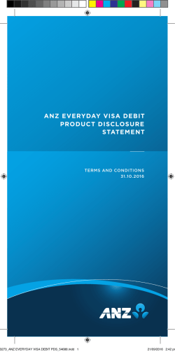 ANZ Everyday Visa Debit Product Disclosure Statement (PDF 256kB)