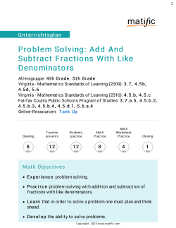 Problem Solving: Add And Subtract Fractions With Like