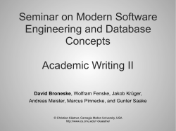 Seminar on Modern Software Engineering and Database