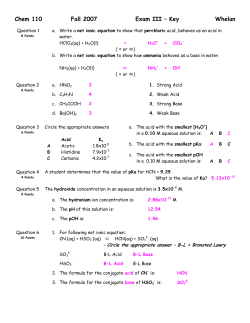 Chem 110 Fall 2007 Exam III &ndash; Key Whelan
