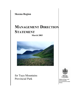 Role of Tuya Mountains Provincial Park