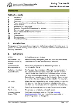 Policy Directive 78 - Procedures - Department of Corrective Services