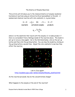 The Kinetics of Enzyme Reactions