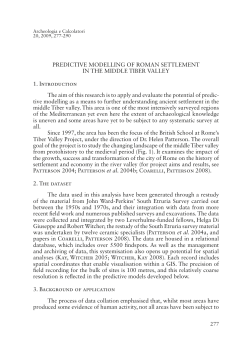 PREDICTIVE MODELLING OF ROMAN SETTLEMENT IN THE